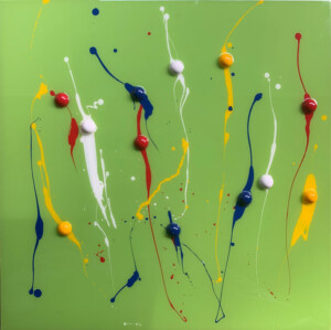 ciclo delle sfere, cm 70x70, resine su tavola, 2020