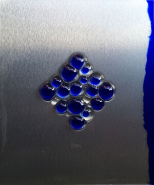 ciclo delle sfere, cm 60x50, resine e dibond su tavola, 2019