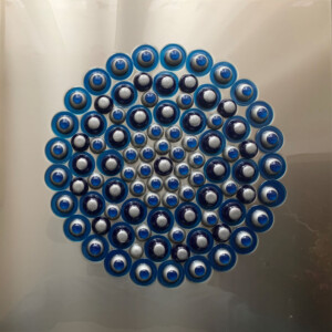 ciclo i festosi, cm 70x70, resine e acciaio su tavola, 2021