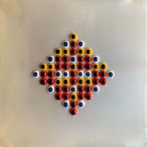 ciclo i festosi, cm 70x70, resine e dibond su tavola, 2020