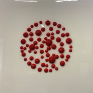 ciclo delle sfere, cm 90x90, semisfere in resina su tavola, 2020