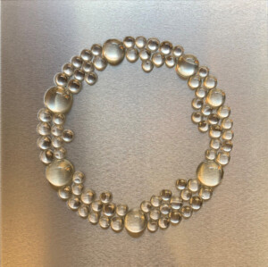 ciclo delle sfere, cm 70x70, semisfere in resina e dibond su tavola, 2019