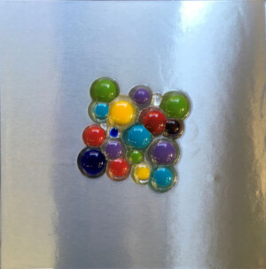 ciclo delle sfere, cm 50x50, resine e alluminio su tavola, 2019