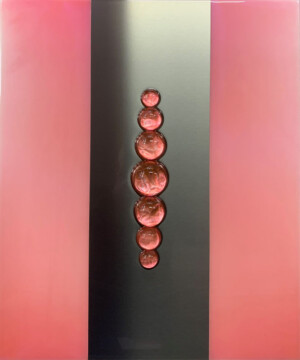 ciclo Ololux, cm 60x50, semisfere in resina e acciaio, su tavola, 2020