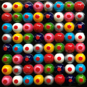 ciclo i festosi, cm 30x30, semisfere in resina su tavola, 2019