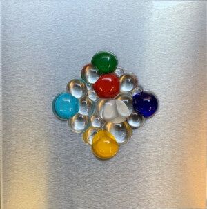 ciclo delle sfere, cm 50x50, resine e dibond su tavola, 2020