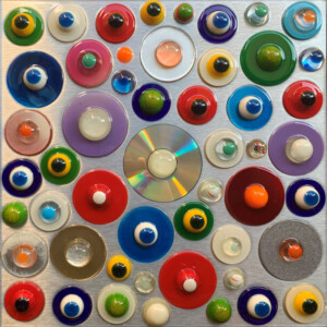 ciclo i festosi, cm 50x50, resine e dibond su tavola, 2020