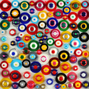 omaggio a Davide Nido, cm 51x51, resine su tavola, 2018