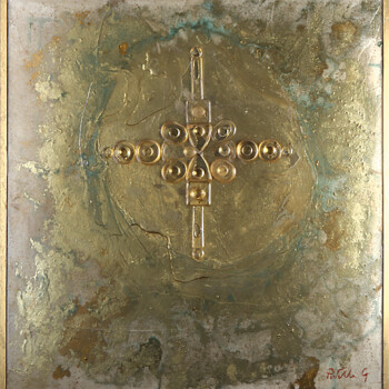 2005, oggetti in resina e pigmenti metallici semi-inglobati nella resina, su tavola, cm 60 x 50