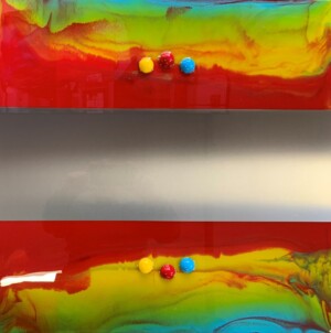 ciclo delle sfere - cm 60x60 - resine e acciaio su tavola - 2021