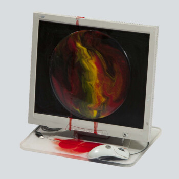 parti di un computer e resine, h. cm 37 x 37, 2013 Ripristino della realtà, sculture in resina giuseppe portella