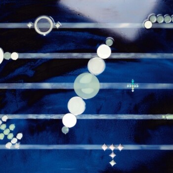 2008, elementi geometrici, terre rare luminescenti inglobati nella resina, su tavola, cm 80 x 120